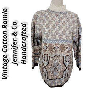 Vintage Handcrafted Cotton Ramie Bulky Sweater by Jennifer & Co. M